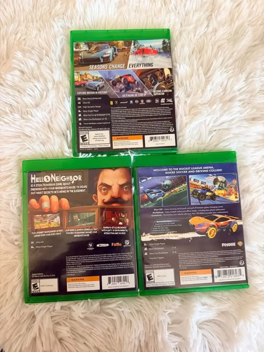 XboxOne Lt of 3: ForzaHorizon4, Hello Neighbor, & Rocket LeagueCol. Edtion